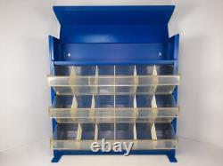 Vitrine de présentation de lampes auto vintage GE avec tous les diviseurs de tiroirs