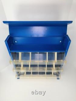 Vitrine de présentation de lampes auto vintage GE avec tous les diviseurs de tiroirs