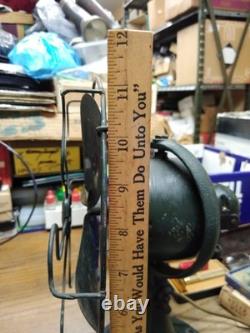 Vtg 1931 General Electric Co Ventilateur de Table Oscillant Vert 8 Pales Fonctionnel