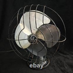 Vtg 1934 Ventilateur oscillant à 3 vitesses 12 pouces General Electric Co. 49X491 à 4 lames - Testé
