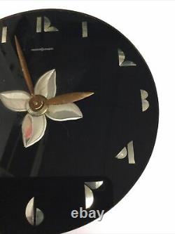 Vtg Art Deco Mirage Bureau En Verre Horloge Telechron General Electric 5f52 Rainbault