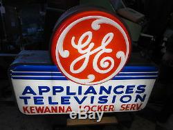 Vtg. General Electric Ge Appliances Télévision Extérieure Double Face Éclairé Connexion