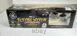 Vtg General Electric Ge Flying Witch Fiber Optic Balais Halloween 10 Lumières Set