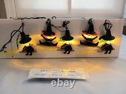 Vtg General Electric Ge Flying Witch Fiber Optic Balais Halloween 10 Lumières Set