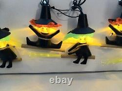 Vtg General Electric Ge Flying Witch Fiber Optic Balais Halloween 10 Lumières Set