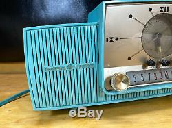 Vtg General Electric Turquoise Bleu Radio 1958 Alarme 50 Horloge