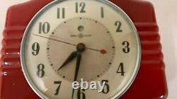 Working Vintage Années 1960 General Electric Red Kitchen Horloge 2h14