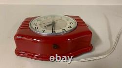 Working Vintage Années 1960 General Electric Red Kitchen Horloge 2h14